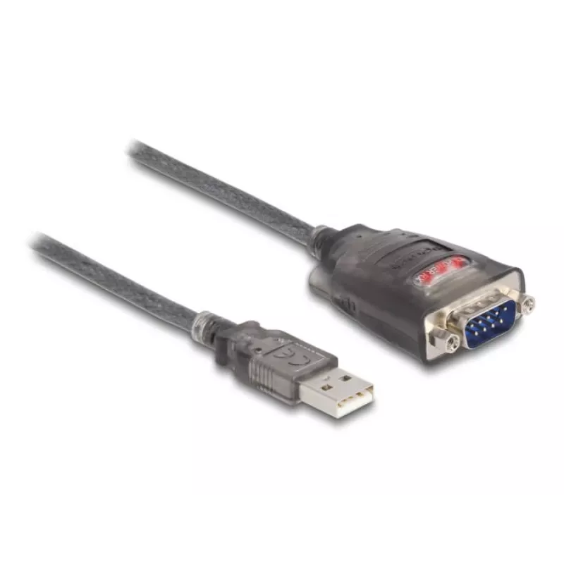 DeLOCK 61400 kabeļa savienotāju pārveidotājs USB A RS-232 melns
