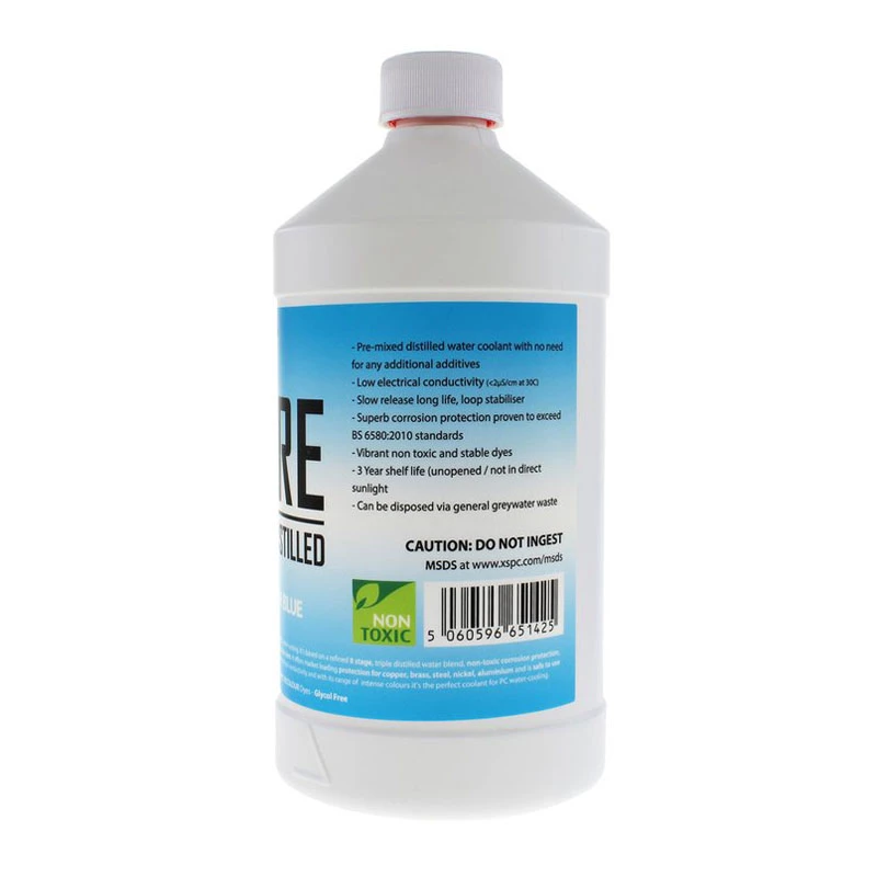 XSPC Pure Coolant 1 L — zils UV dzesēšanas šķidrums datoru ūdens dzesēšanas sistēmām