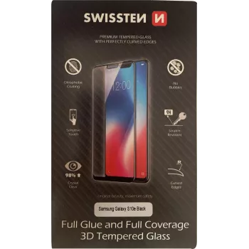 Aizsargstikls SWISSTEN 3D Full Glue Glass Samsung Galaxy S10e (modelis G970) — melns