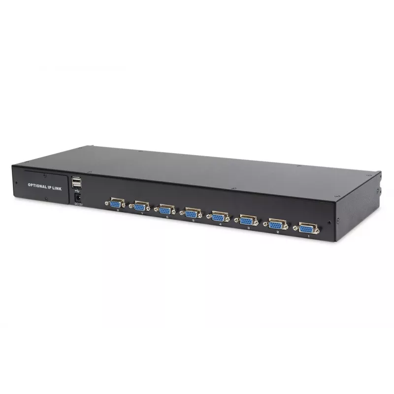 KVM konsole Digitus 19 collu LCD 8 portu VGA US tastatūra