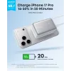 Ārējais akumulators Anker A1638 10000 mAh, 45 W kopējā izejas jauda, balts, iebūvēts izvelkams USB-C kabelis