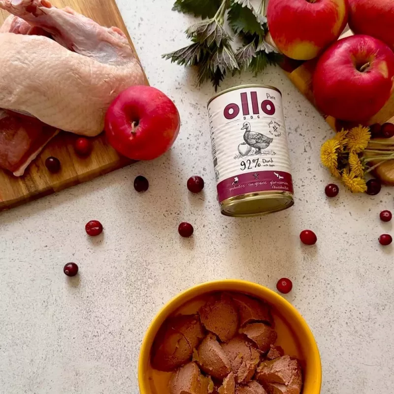 OLLO Pure Duck with apple - mitrā suņu barība - 400g