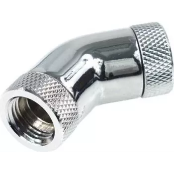 Alphacool HF leņķa adapteris 45° - G1/4 rotējošs - 2x iekšējā vītne - hroms (17053)