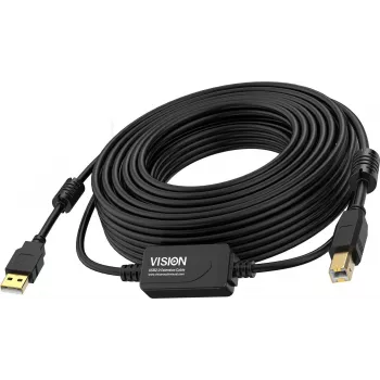 USB kabelis Vision TC 10MUSB+/BL/2 USB 2.0 10m USB A USB B melns