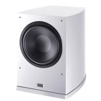 Subwoofer Heco Victa Elite SUB 252 A – kompakts aktīvs zemfrekvences skaļrunis, balta apdare
