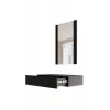 Tualetes galdiņš ar spoguli cama meble PAFOS 80×41,6×100 cm, MDF rāmis, 1 atvilktne, matēti melns