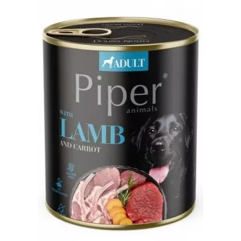 Mitrā suņu barība Dolina Noteci Piper ar jēra gaļu un burkānu, mitrā barība pieaugušiem suņiem, 800 g, 10% proteīna, 7% tauku