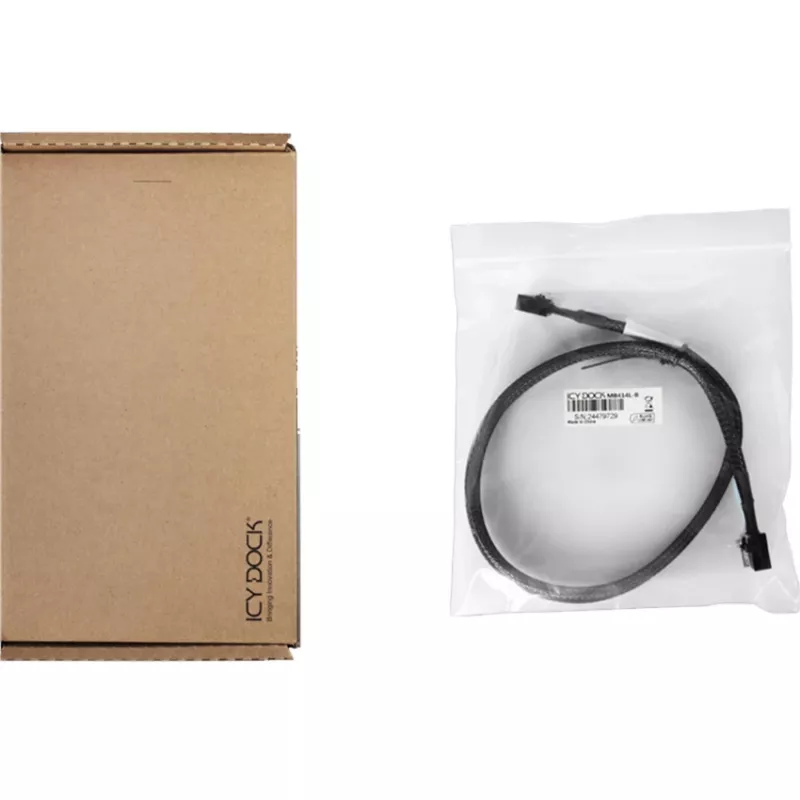 ICY DOCK MB414L-B MCIO 4i SFF-TA-1016 uz MCIO 4i SFF-TA-1016 kabelis, 0,5 m