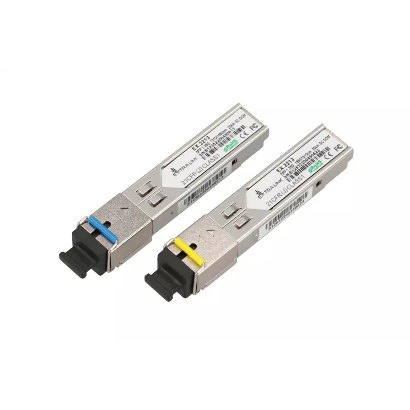 Extralink SFP WDM Module SFP 1.25G 1,25Gbps, 1310/1550nm, vienmoda, 20km, SC, DOM, pāris