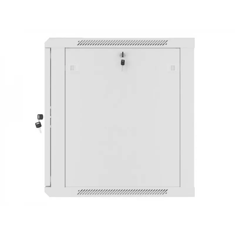 Lanberg pie sienas stiprināms instalācijas plaukts 19 inch 12U 600x600mm pelēks (stikla durvis)