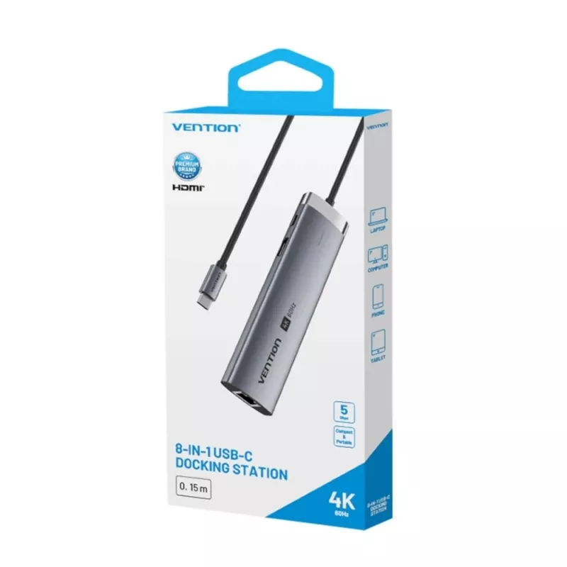 Vention USB-C 8-in-1 4K 60Hz 100W dokstacija