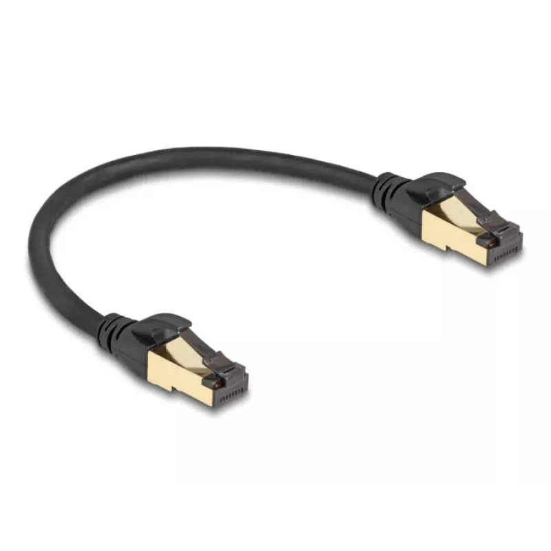 Tīkla kabelis DeLOCK RJ45 Cat.6A vīriešu-uz-vīriešu S/FTP 0.3m melns