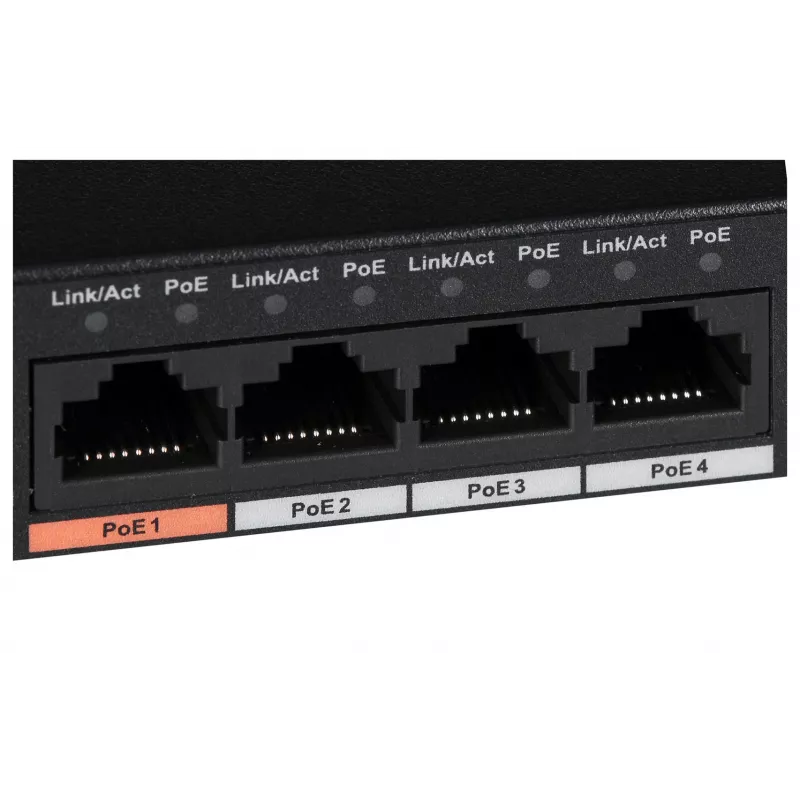 Dahua Technology PFS3006-4ET-60 Nepārvaldīts L2 Fast Ethernet (10/100) ar strāvas padevi caur Ethernet (PoE) Melns