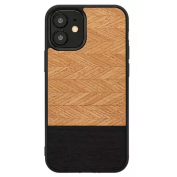 Aizsargājošs tālruņa maciņš Man and Wood iPhone 12 mini modelim Herringbone Nero Melns
