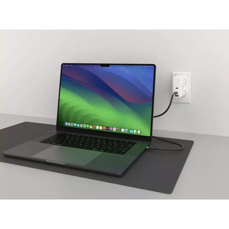 HYPER HyperJuice 240W Silikona USB-C uz USB-C kabelis (6 pēdas/2 m) - Melns