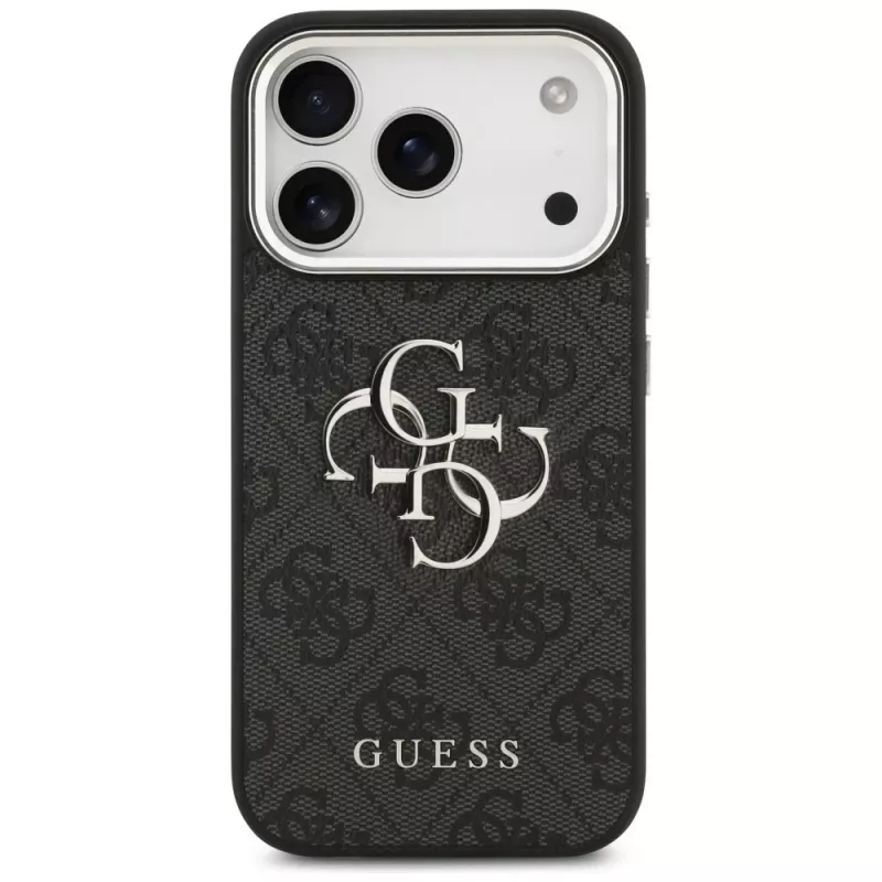 GUESS | Hardcase 4G | Aizmugurējais vāciņš | iPhone 17 Pro Max | Apple | Ekoloģiskā āda/PC/Plastmasa/TPU | Melns