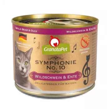 Mitrā kaķu barība Fox4Pets Symphonie No.10 ar mežacūku un pīli 200 g, pilnvērtīga barība pieaugušiem kaķiem, 78% mitrums
