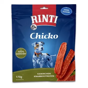 Suņu kārumi RINTI Chicko truša gaļas 170 g — hipoalerģiski, ar truša gaļas garšu, olbaltumvielas 53%, tauki 8%