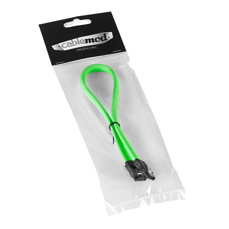 CableMod ModMesh - SATA kabelis - Serial ATA 150/300/600 - SATA (W) uz SATA (W) - 60 cm - Gaiši zaļš (CM-CAB-SATA-N60KLG-R)