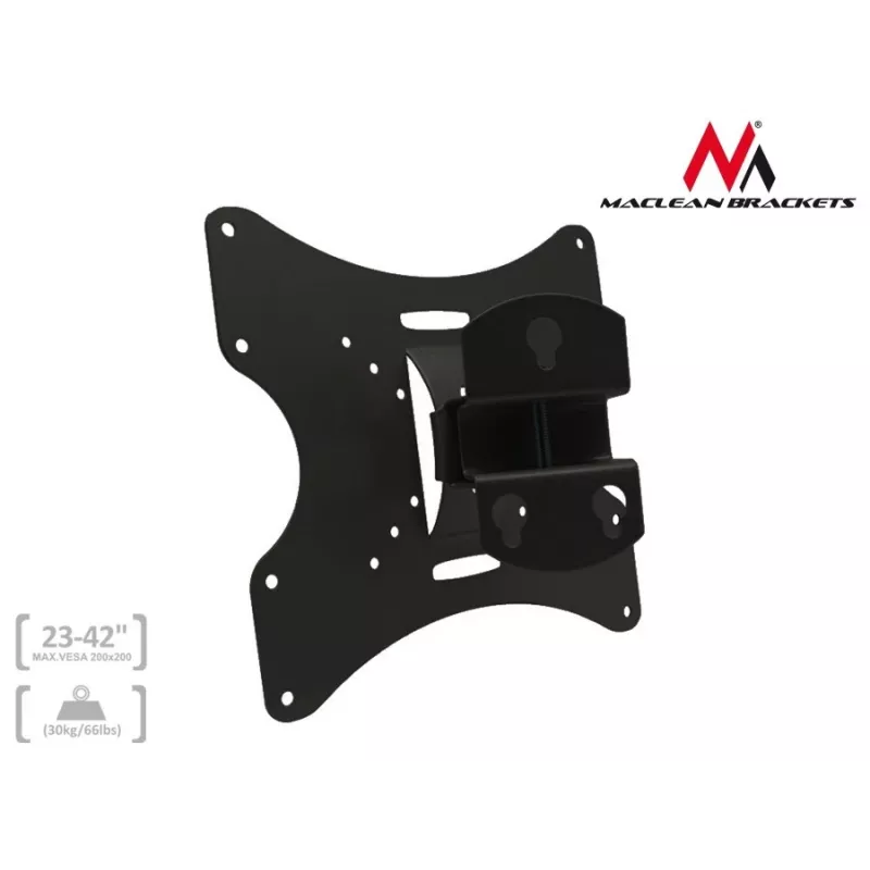 Maclean MC-501A Universāls sienas TV kronšteins 23-42 collām, līdz 30 kg, VESA 200x200, melns