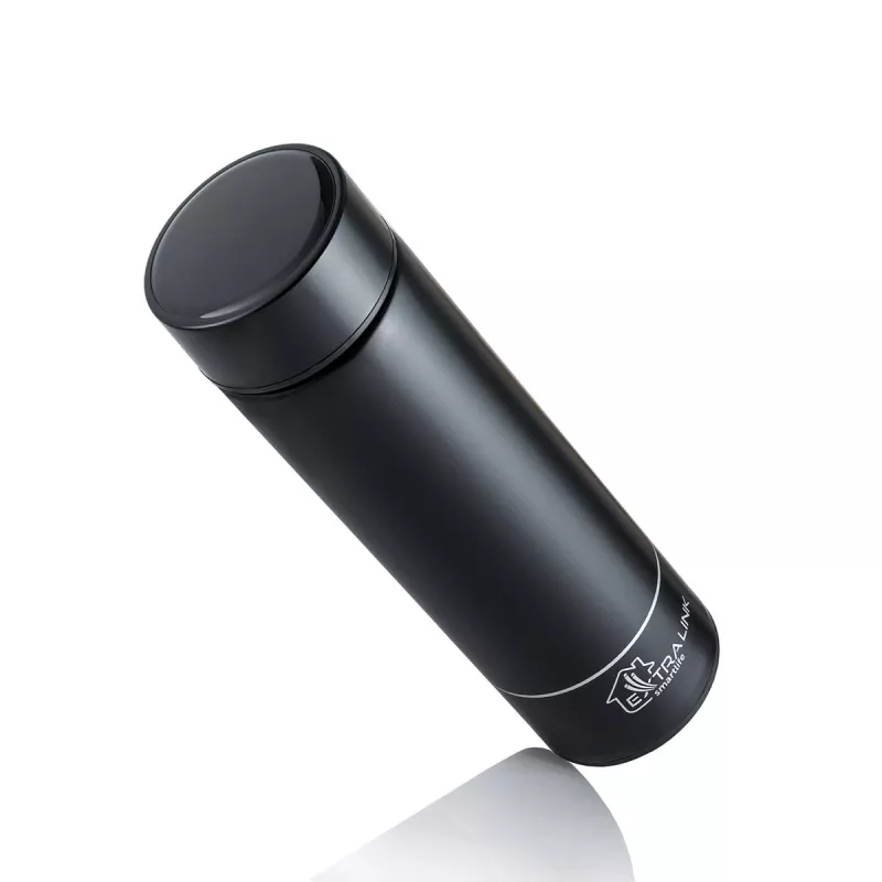 Extralink Smart Travel Mug Melns, termiskais termokrūze ar LED displeju