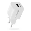 Sienas lādētājs everActive SC-330Q ar 1x USB-A un 1x USB-C pieslēgvietām, 20 W, balts