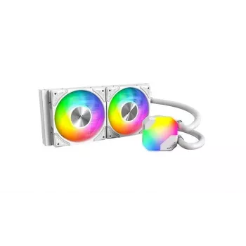 AIO ūdens dzesētājs Montech Hyper Flow ARGB 240 mm balts — 240 mm radiators, ARGB apgaismojums, balta apdare