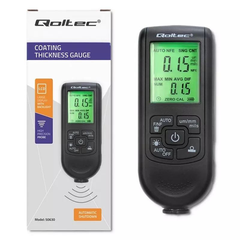 Qoltec Biezuma mērītājs krāsai ar LCD displeju | 0~2000 µm
