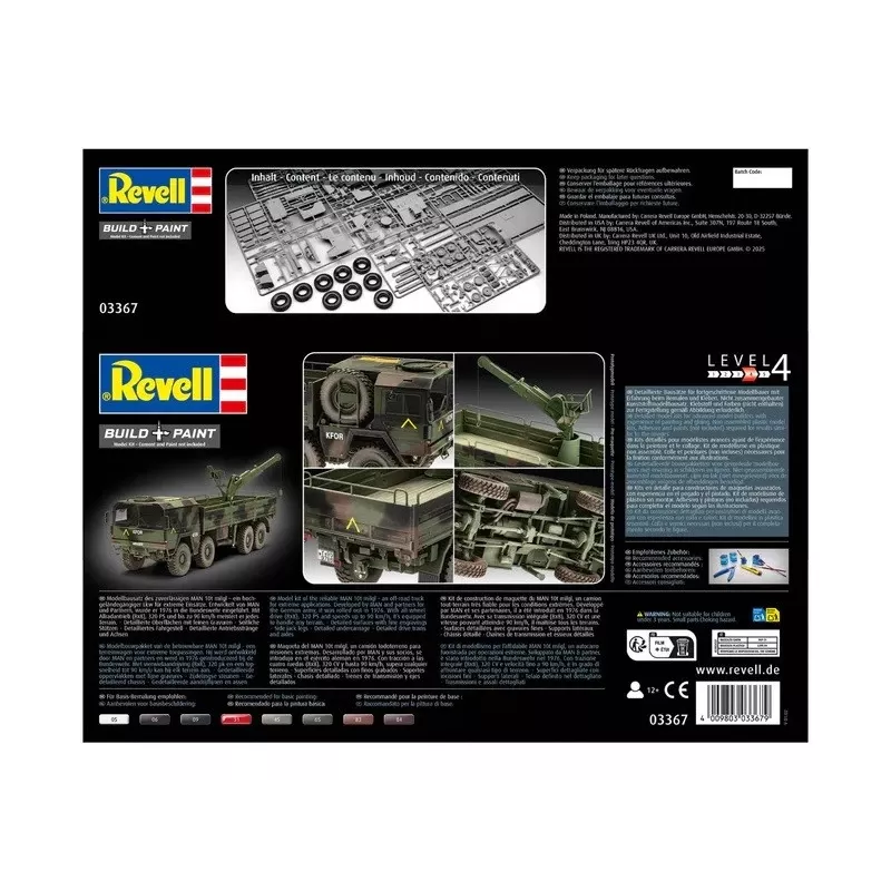 Plastmasas modelēšanas komplekts REVELL Man 10T Milgl 8x8 Truck 1/35 mērogā