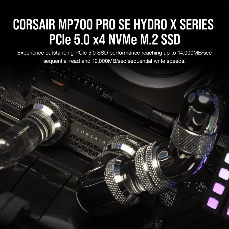 SSD Corsair MP700 PRO SE Hydro X 2 TB M.2 PCIe 5.0 14000 MB/s lasīšanas 12000 MB/s rakstīšanas