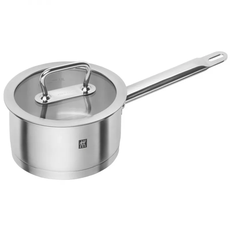 Trauku komplekts ZWILLING 65120-005-0 — 5 daļu nerūsējošā tērauda katli, vāki, droši cepeškrāsnij un trauku mazgājamai mašīnai, nepiedegošs pārklājums, maks. 200°C