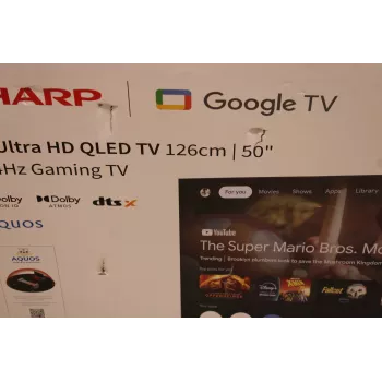 Sharp QLED 50HR7265E 50 collu 4K Ultra HD viedais Google TV 144 Hz, Dolby Vision, Dolby Atmos, centrālais statīvs, melns