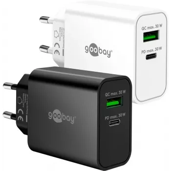 Goobay USB-C PD GaN Dual-Fast lādētājs (30 W) balts (75336)