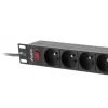 Strāvas sadales iekārta LANBERG PDU-09E-0300-BK — 9x E tipa rozetes, 16 A, 220–250 V, 3 m kabelis, 1U statīvs, 19 collas