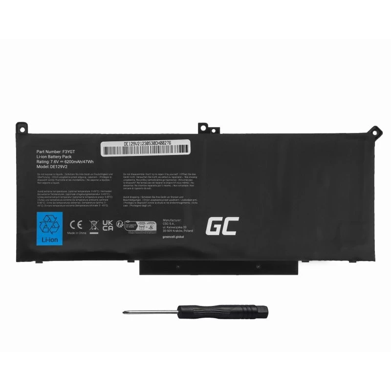 Klēpjdatora akumulators F3YGT 7,6V 6200mAh Dell Latitude 7280 7290 7380 7490