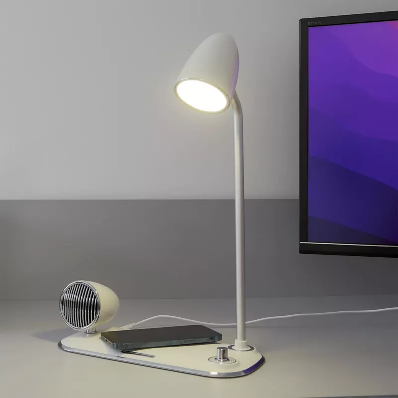 Bezvadu galda lādētājs Tellur TLL151371 ar Bluetooth skaļruni un galda lampu