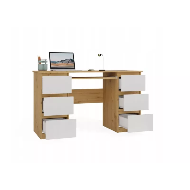 KUBA Rakstāmgalds artisan ozols/balts komplekts