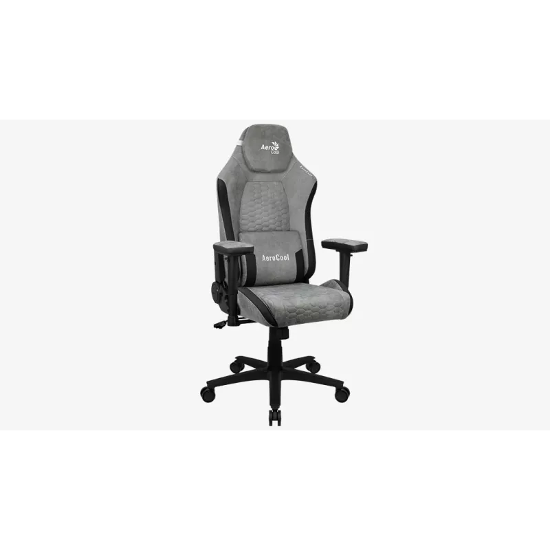 Aerocool Crown AeroSuede universāls spēļu krēsls ar polsterētu sēdekli, akmens pelēks