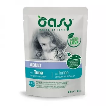 Oasy Gabaliņi mērcē pieaugušiem kaķiem TUNCIS 85g