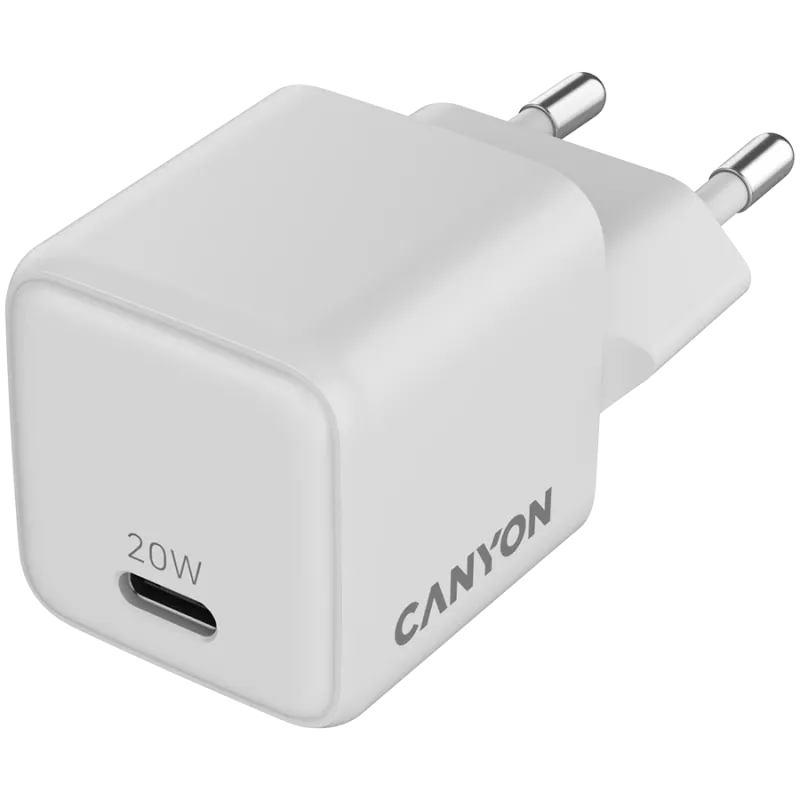CANYON lādētājs CU20C GaN 20W 1xPD EU Balts