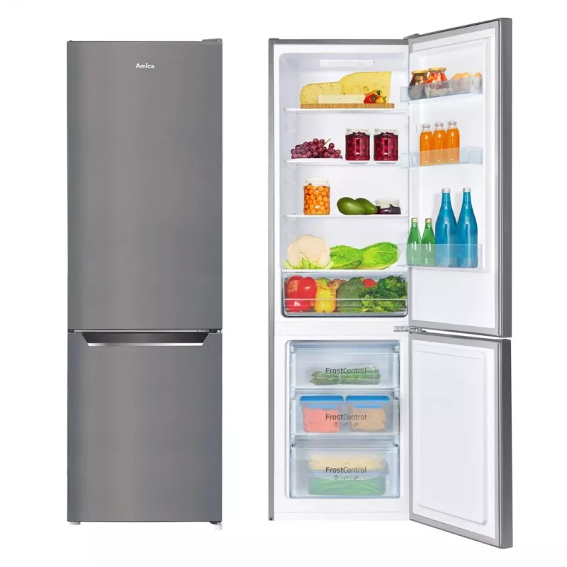 Saldētava-ledusskapis AMICA FK2525.4UNTX(E) brīvstāvošs 250L, sudraba krāsā, apakšējā saldētava, R600a