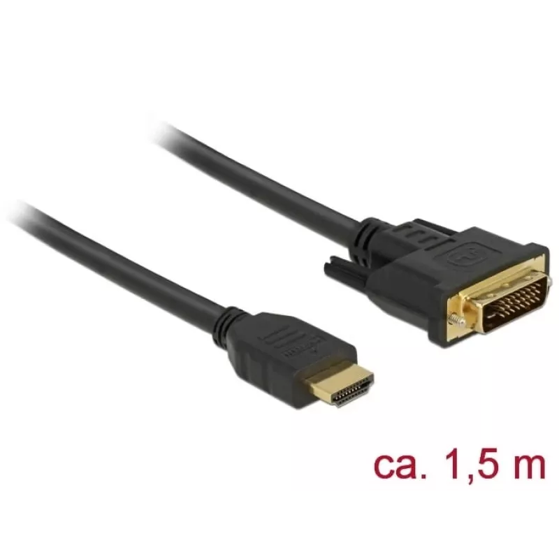 Video kabeļa adapteris DeLOCK 85653 1,5 m HDMI Type A DVI melns