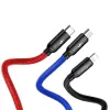 BASEUS Colorfone CAMLT-BSY01 USB kabelis 1.2 m USB A 3 x USB C Melns, Sarkans, Zils