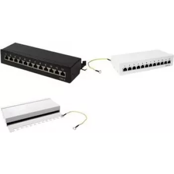 LogiLink - Sadales panelis - sienas montāžai - RJ-45 X 12 - Gaiši pelēks, RAL 7035