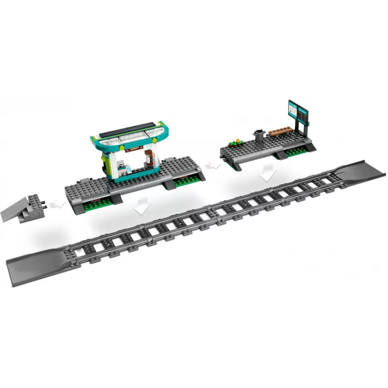 LEGO City pilsētas tramvaja un stacijas lomu spēles būvēšanas komplekts bērniem ar rotaļu tramvaju, dāvana zēniem un meitenēm no 7 gadu vecuma, kuriem patīk transportlīdzekļi