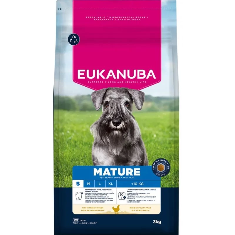 Sausā suņu barība EUKANUBA Mature Small Chicken 3 kg — pieaugušiem mazo šķirņu suņiem