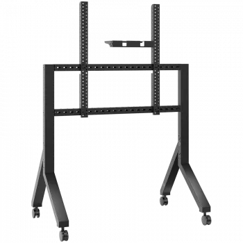 Mobilais TV statīvs ONKRON TS2081-B 70–110 collu televizoriem, melns, ar ritentiņiem, tērauda grīdas stiprinājums, 125 kg ietilpība, VESA 200x200–1000x800