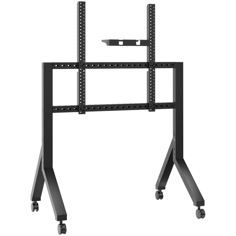 Mobilais TV statīvs ONKRON TS2081-B 70–110 collu televizoriem, melns, ar ritentiņiem, tērauda grīdas stiprinājums, 125 kg ietilpība, VESA 200x200–1000x800