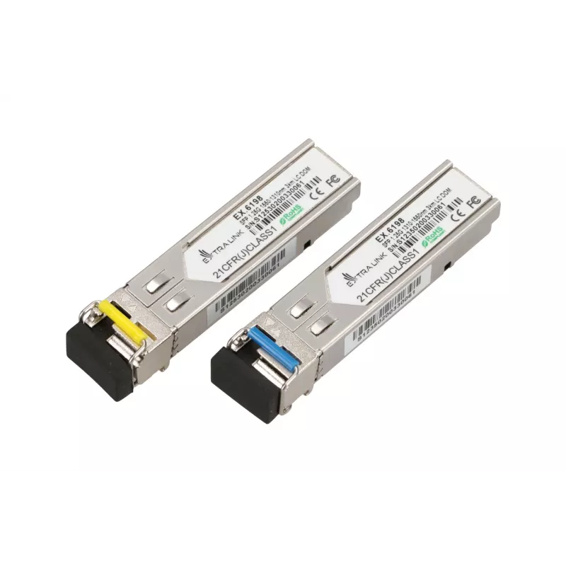 SFP WDM moduļu pāris Extralink 1.25G 1310/1550nm vienmoda 3km LC DOM