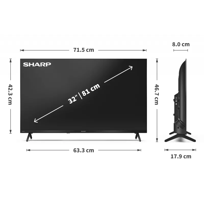 Sharp 32HF2265E TV 81.3 cm (32 collas) HD Smart TV Wi-Fi melns